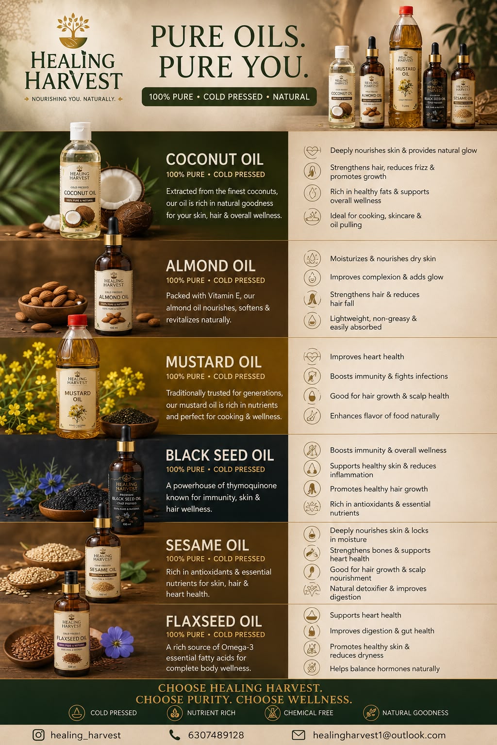 Healing Harvest cold-pressed oils